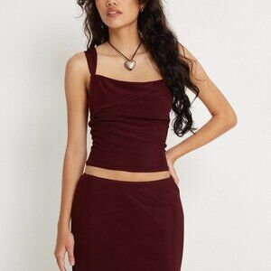 Motel Sambu Crop Top In Mesh Burgundy